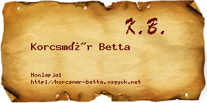 Korcsmár Betta névjegykártya